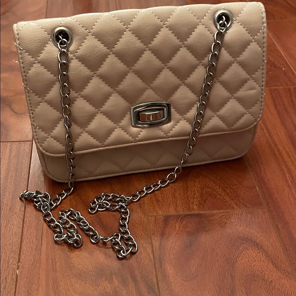 Express Quilted Beige Shoulder Bag